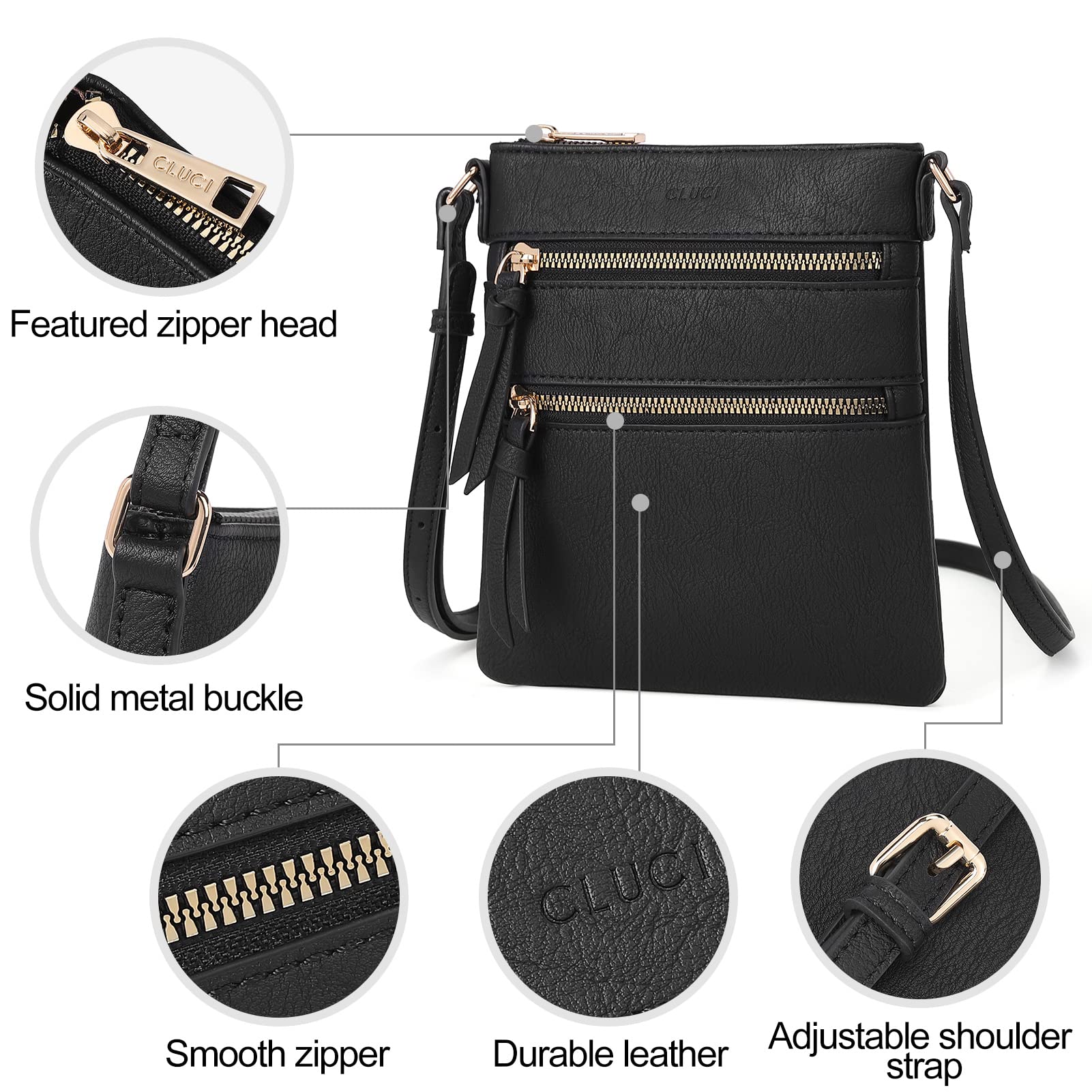 Foto 6 pulgar | Monederos Tipo Bandolera Cluci Small Para Mujer Con Correa Ajustable - Venta Internacional.