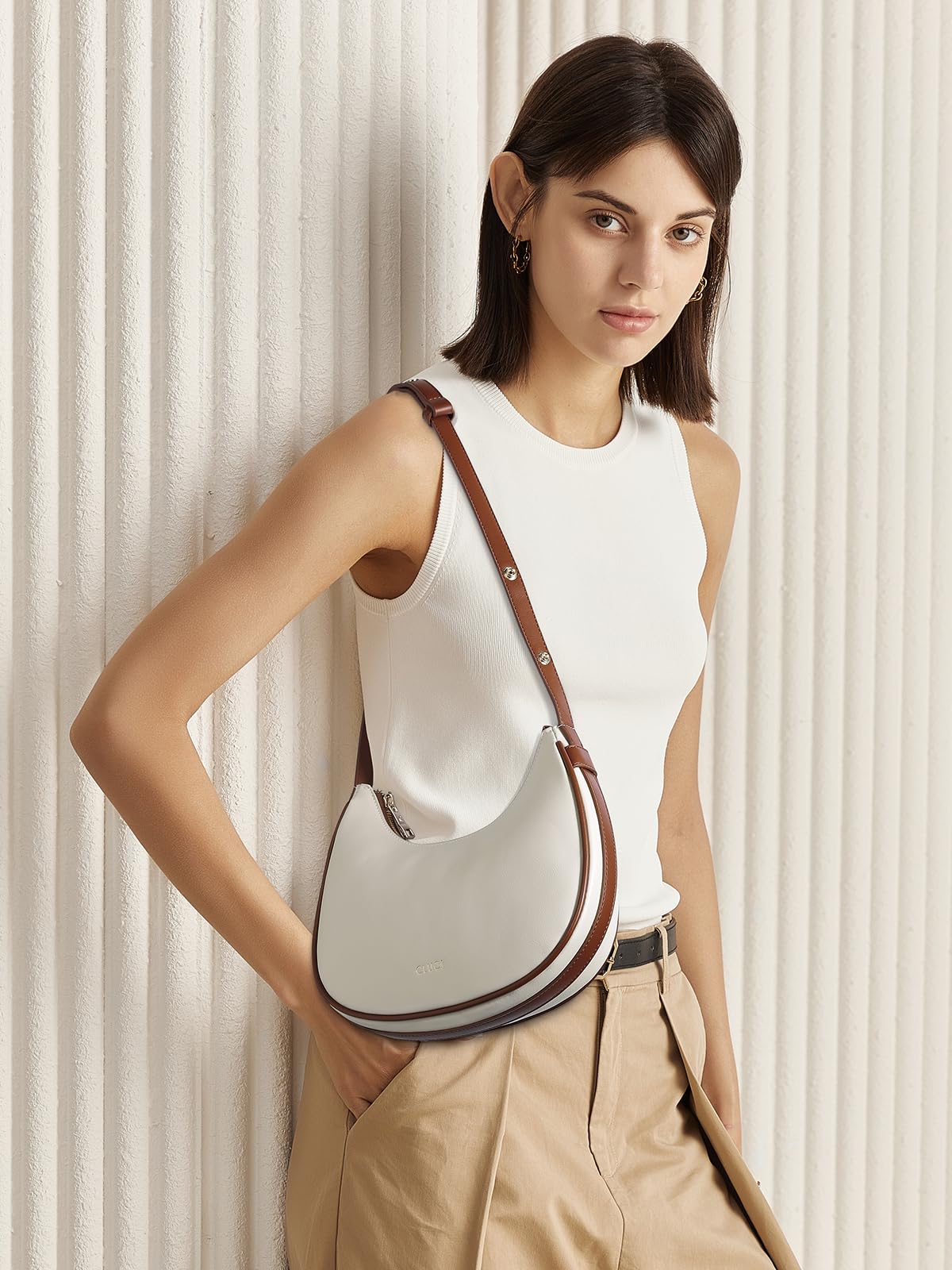 Foto 3 pulgar | Bolso De Hombro Cluci Small Hobo Tote Bolso De Mano Para Mujer De Piel - Venta Internacional.