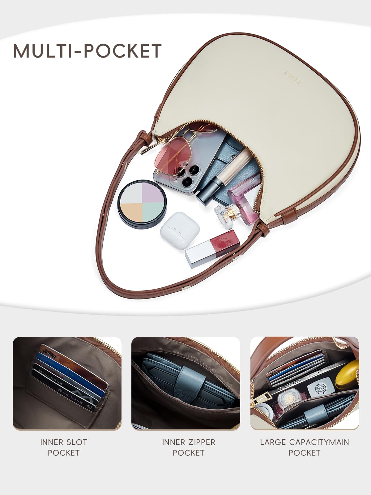 Foto 4 | Bolso De Hombro Cluci Small Hobo Tote Bolso De Mano Para Mujer De Piel - Venta Internacional.