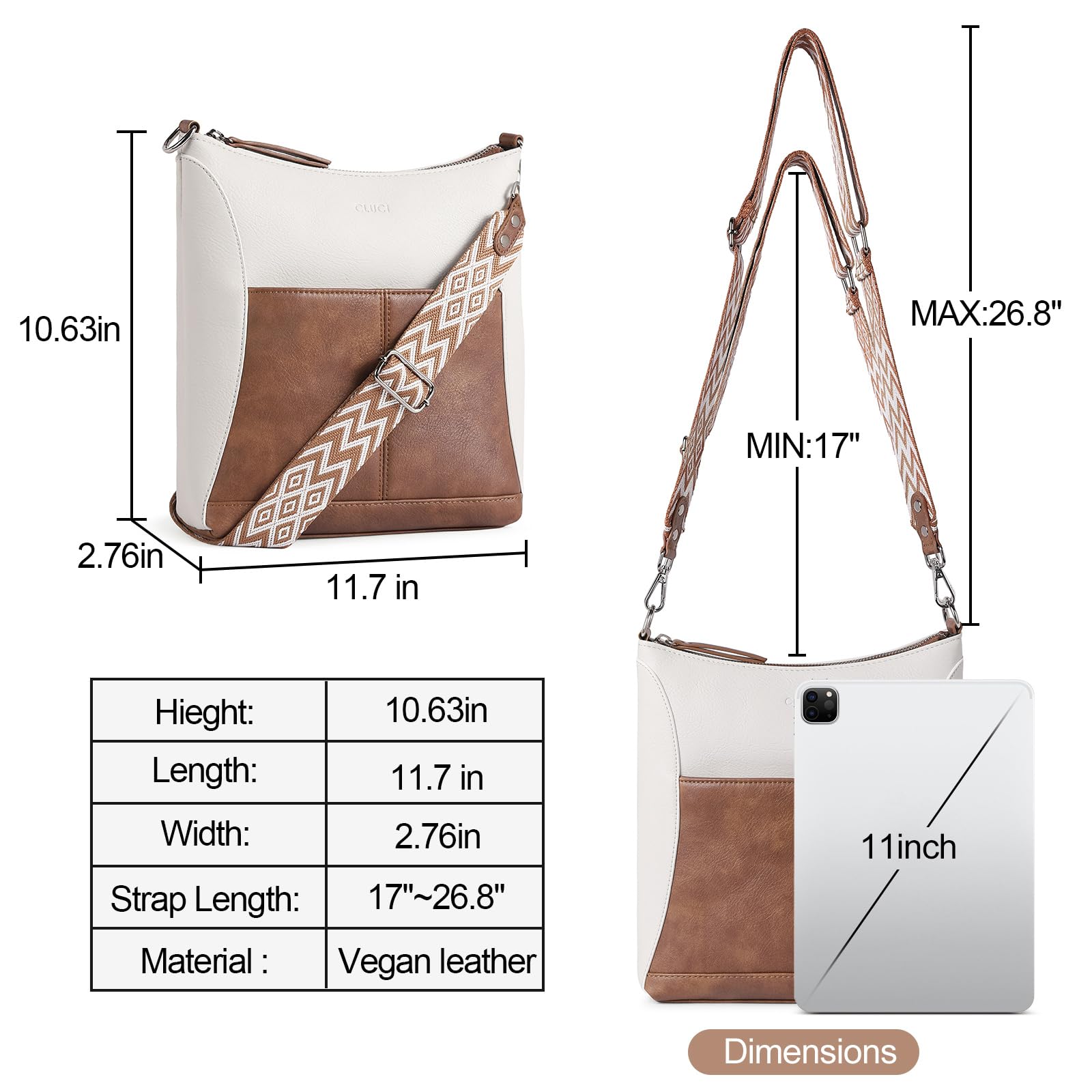 Foto 4 pulgar | Bandolera Cluci De Piel Con Bandolera Mediana Para Mujer - Venta Internacional.