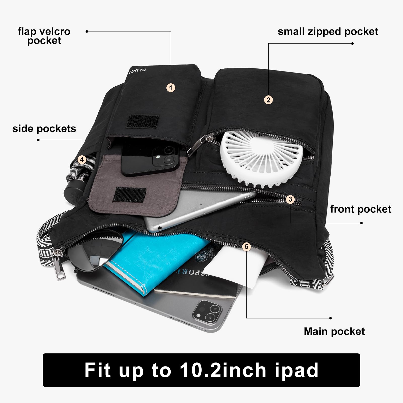 Foto 5 pulgar | Bandolera Cluci De Nylon Impermeable Para Mujer - Venta Internacional.