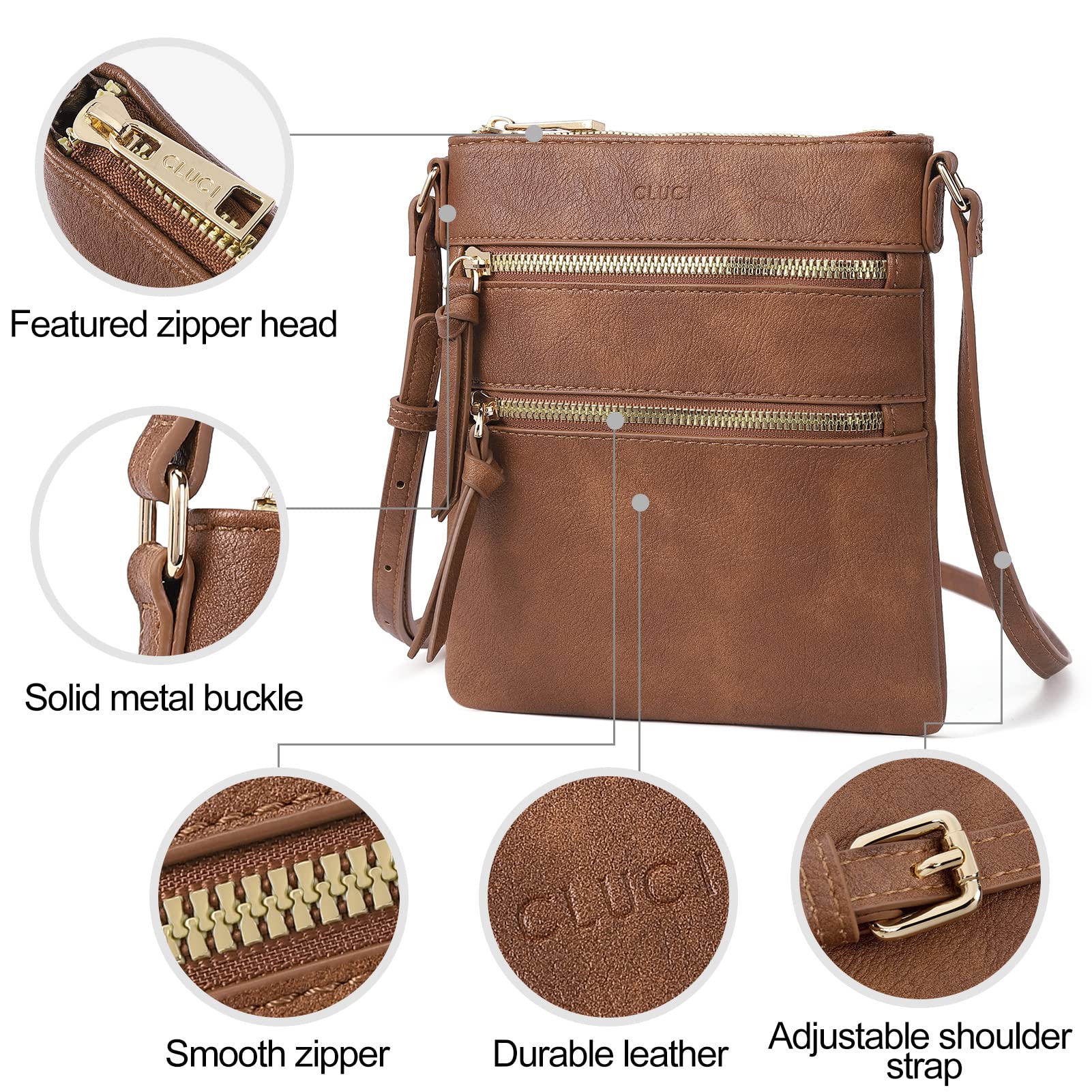 Foto 4 | Monederos Tipo Bandolera Cluci Small Para Mujer Con Correa Ajustable - Venta Internacional.