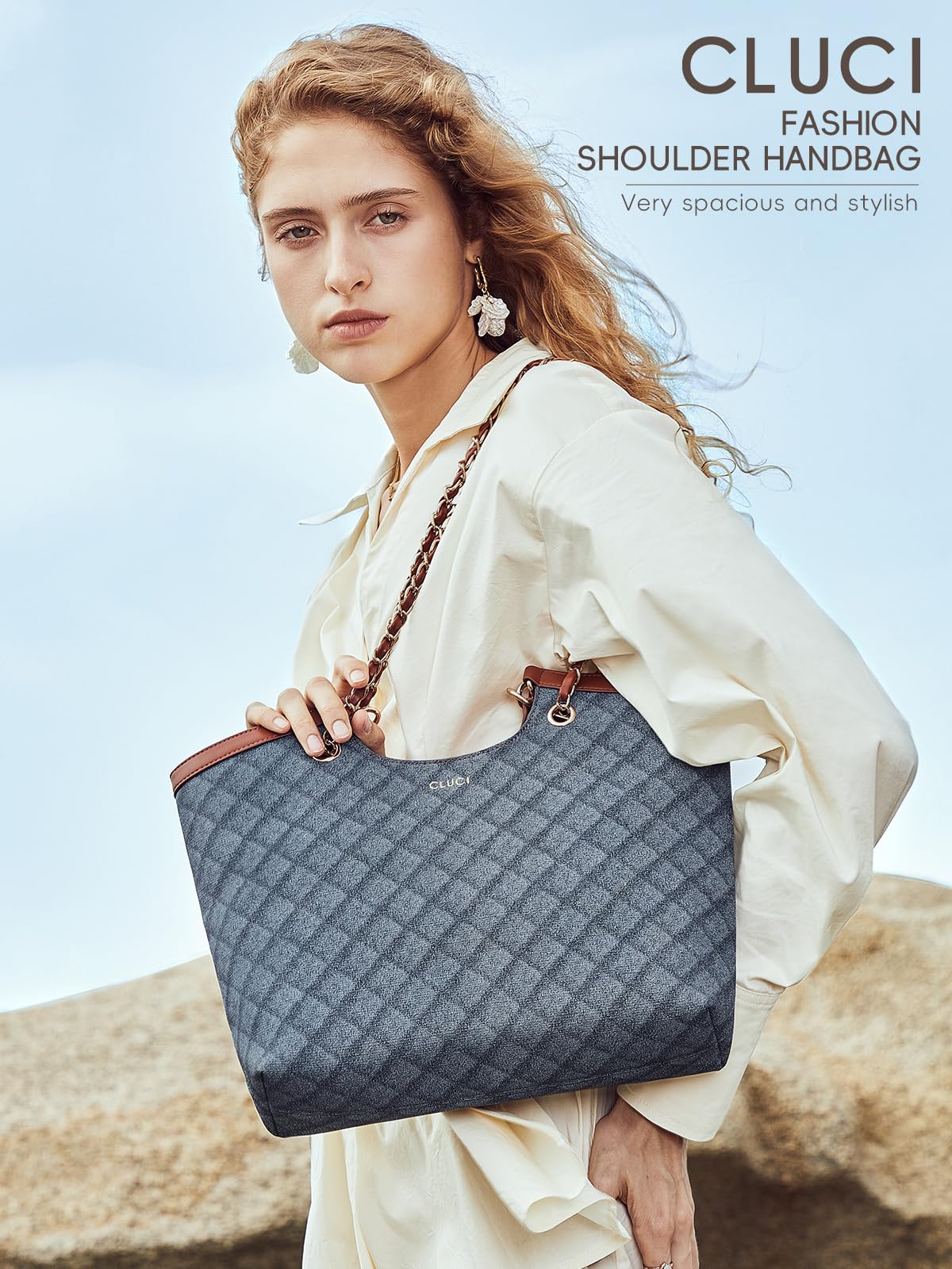 Foto 3 pulgar | Bolso De Hombro Cluci Trendy Denim Leather Para Mujer - Venta Internacional.