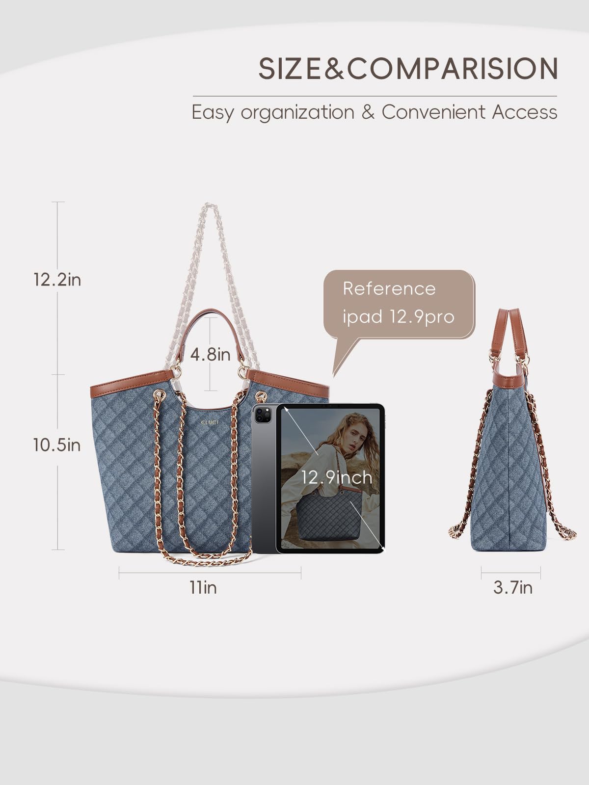 Foto 6 pulgar | Bolso De Hombro Cluci Trendy Denim Leather Para Mujer - Venta Internacional.
