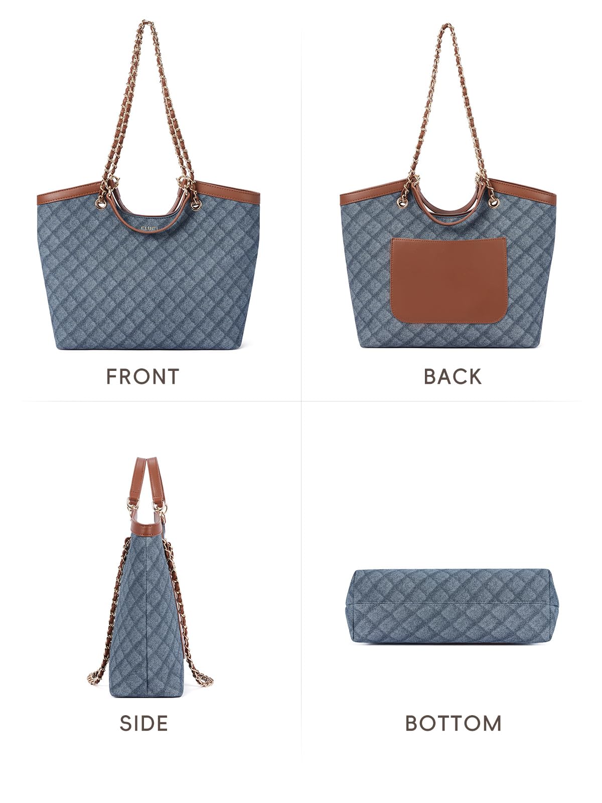 Foto 6 | Bolso De Hombro Cluci Trendy Denim Leather Para Mujer - Venta Internacional.