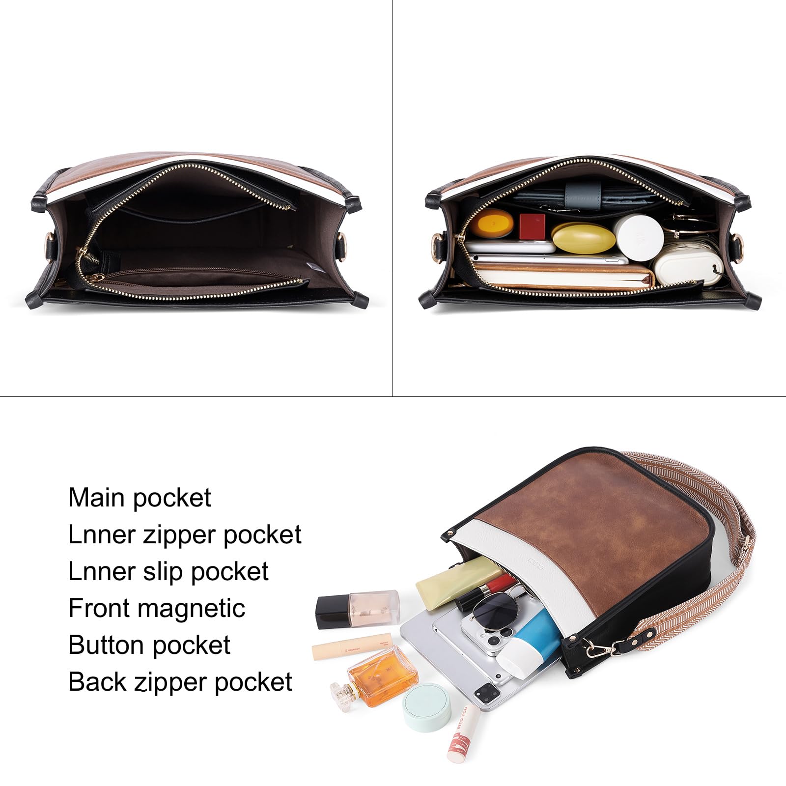 Foto 5 pulgar | Bandolera Cluci De Piel Vegana Moderna Con Dos Correas Para Mujer - Venta Internacional.