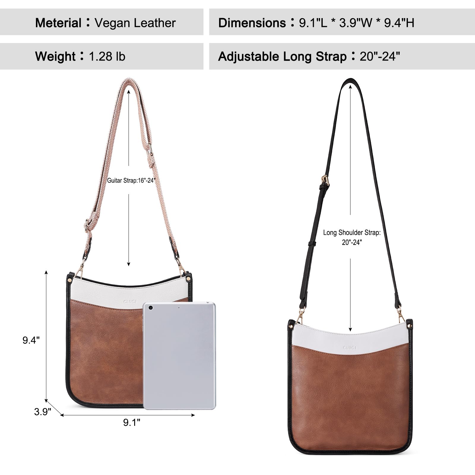 Foto 6 pulgar | Bandolera Cluci De Piel Vegana Moderna Con Dos Correas Para Mujer - Venta Internacional.