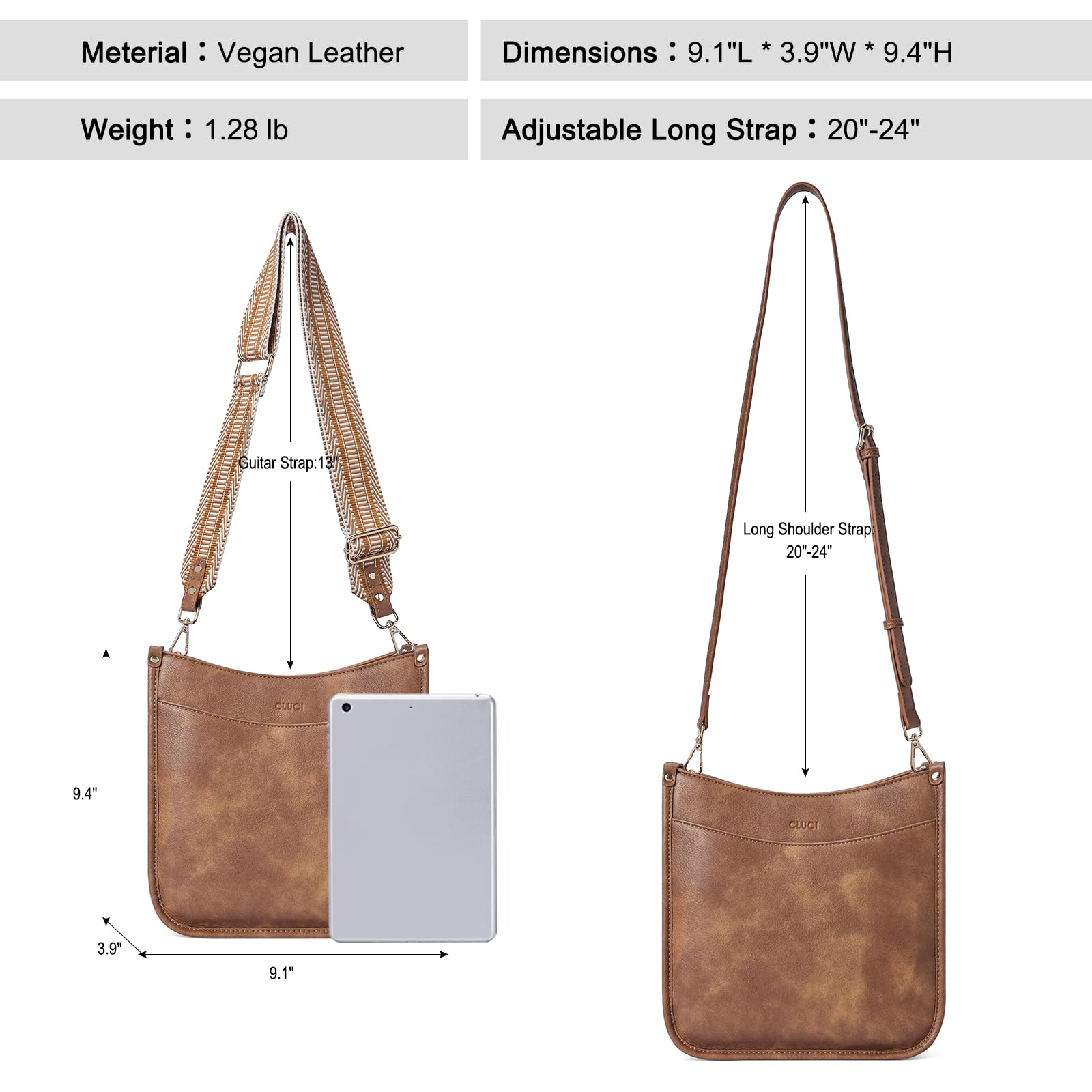 Foto 4 pulgar | Bandolera Cluci De Piel Vegana Moderna Con Dos Correas Para Mujer - Venta Internacional.