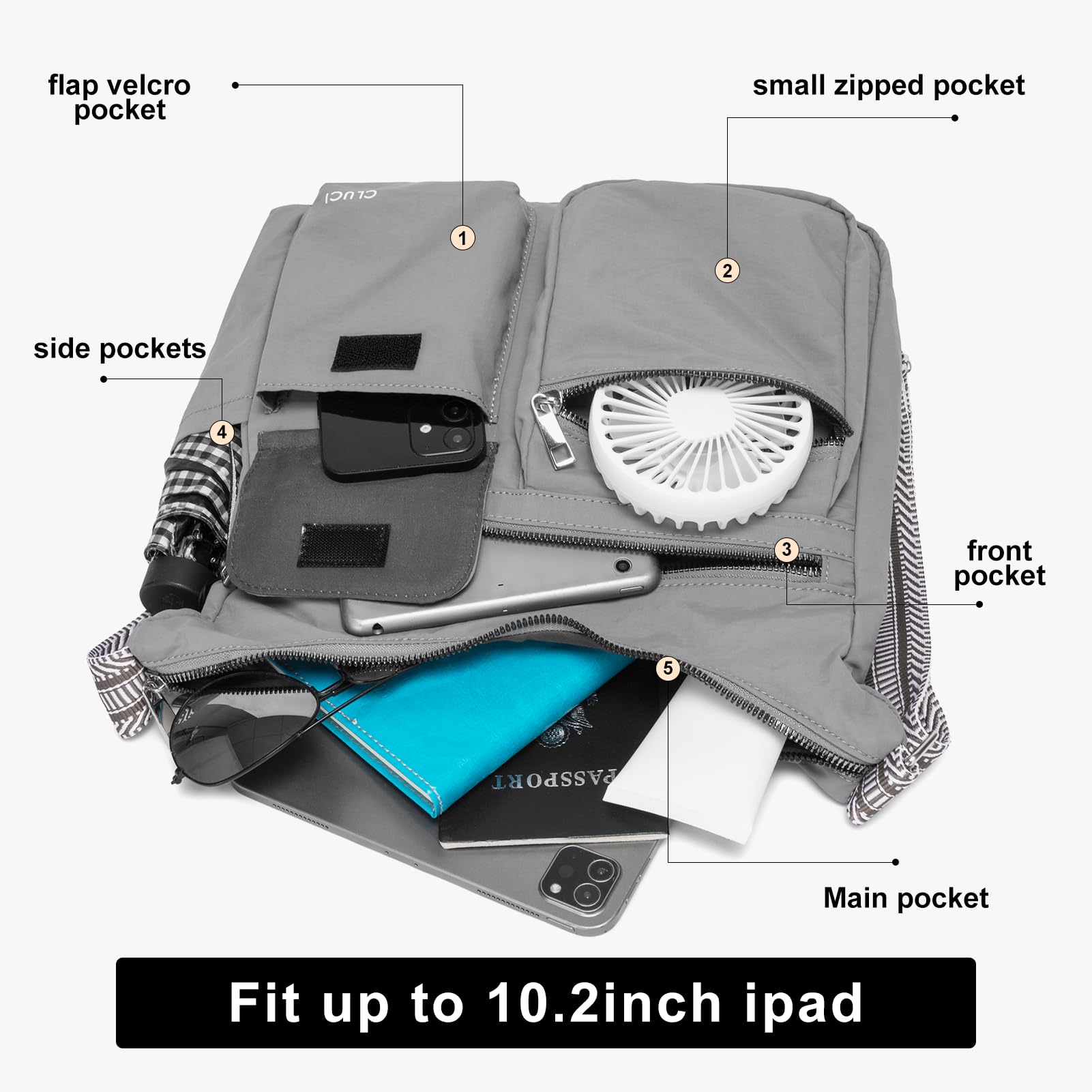 Foto 4 | Bandolera Cluci De Nylon Impermeable Para Mujer - Venta Internacional.