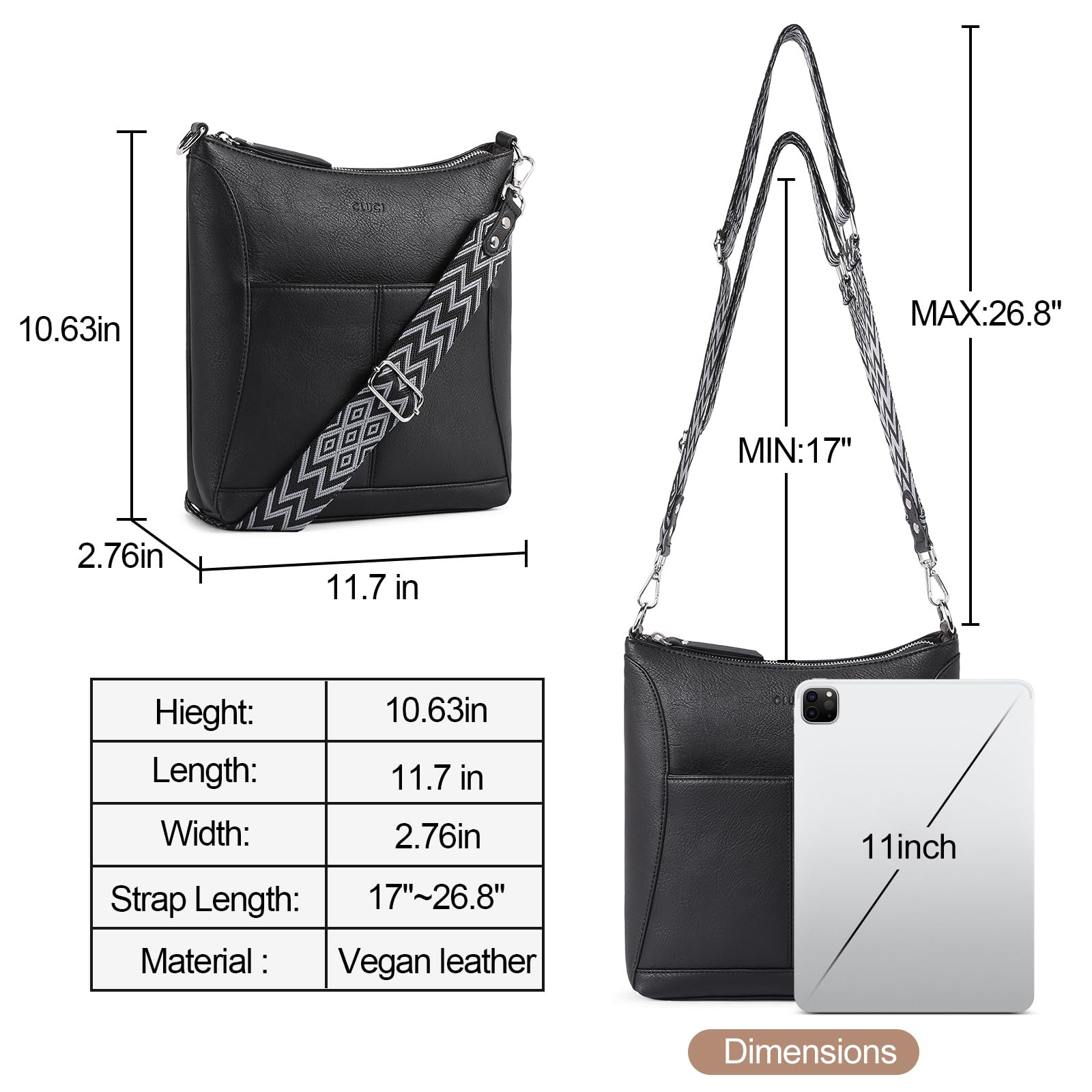Foto 4 | Bandolera Cluci De Piel Con Bandolera Mediana Para Mujer - Venta Internacional.