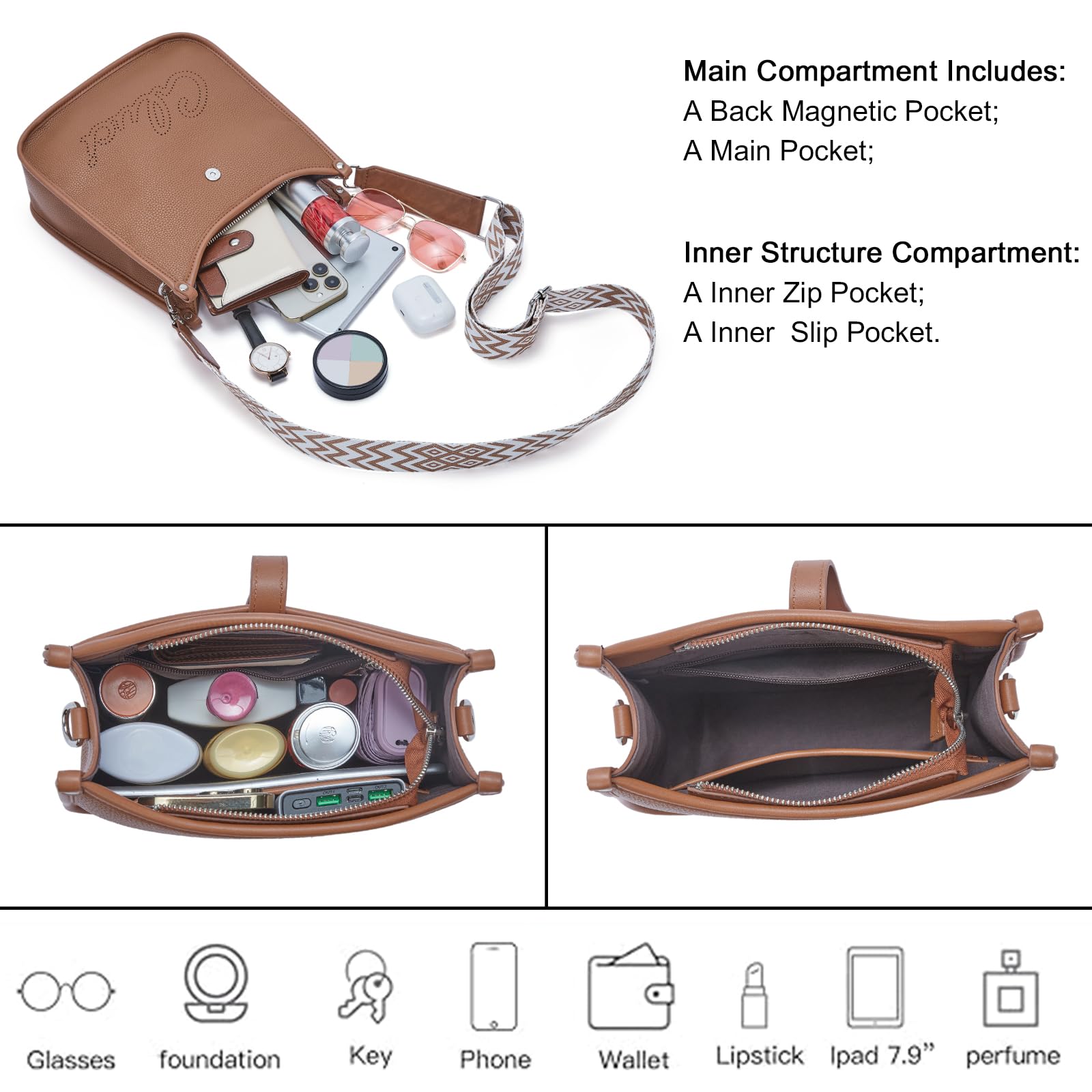 Foto 4 | Bandolera Cluci Trendy Fashion De Cuero Vegano Para Mujer - Venta Internacional.