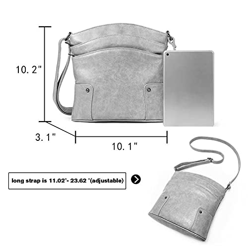 Foto 4 pulgar | Bandolera Cluci De Piel, Monedero De Viaje Con Tres Bolsillos, Gris - Venta Internacional.