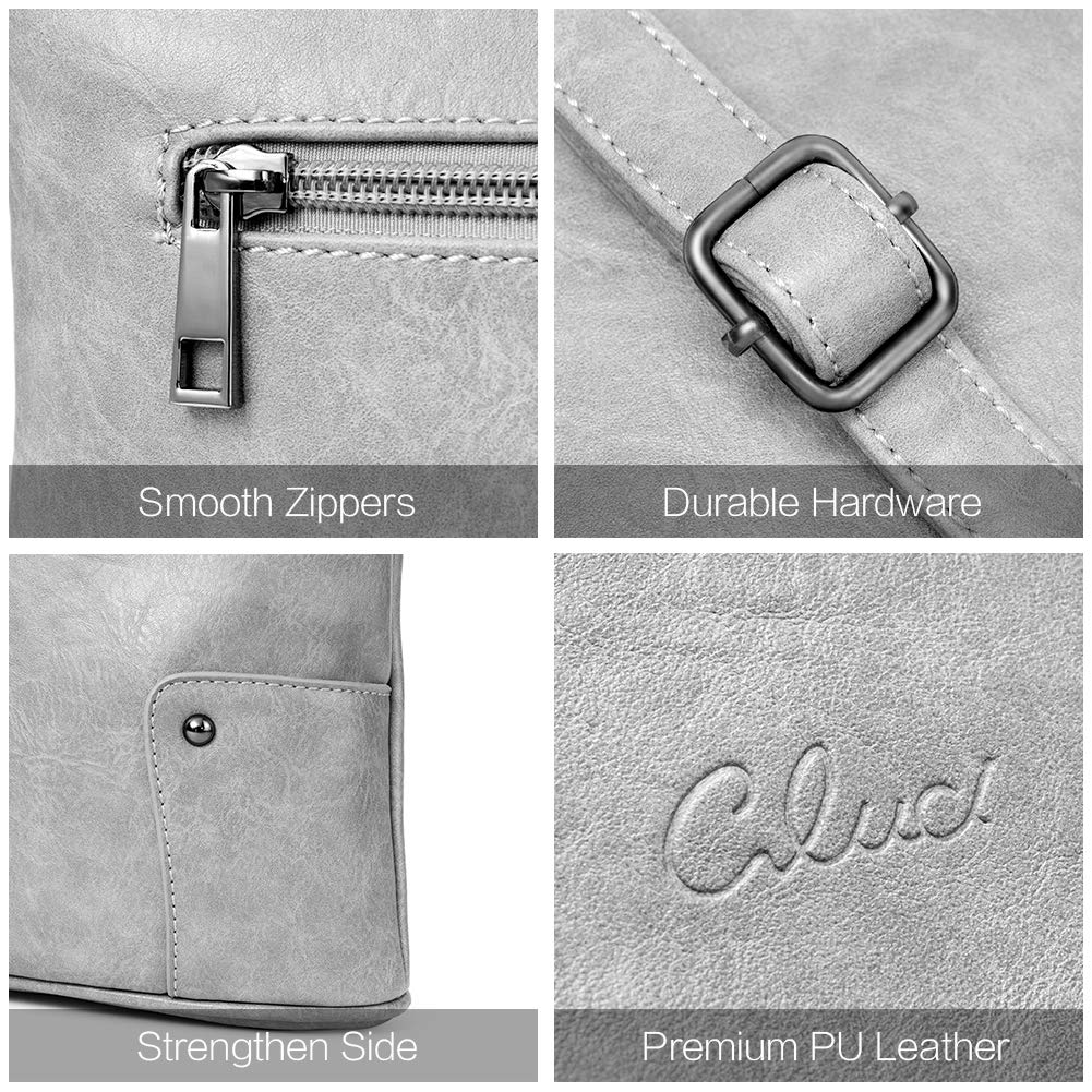 Foto 6 pulgar | Bandolera Cluci De Piel, Monedero De Viaje Con Tres Bolsillos, Gris - Venta Internacional.