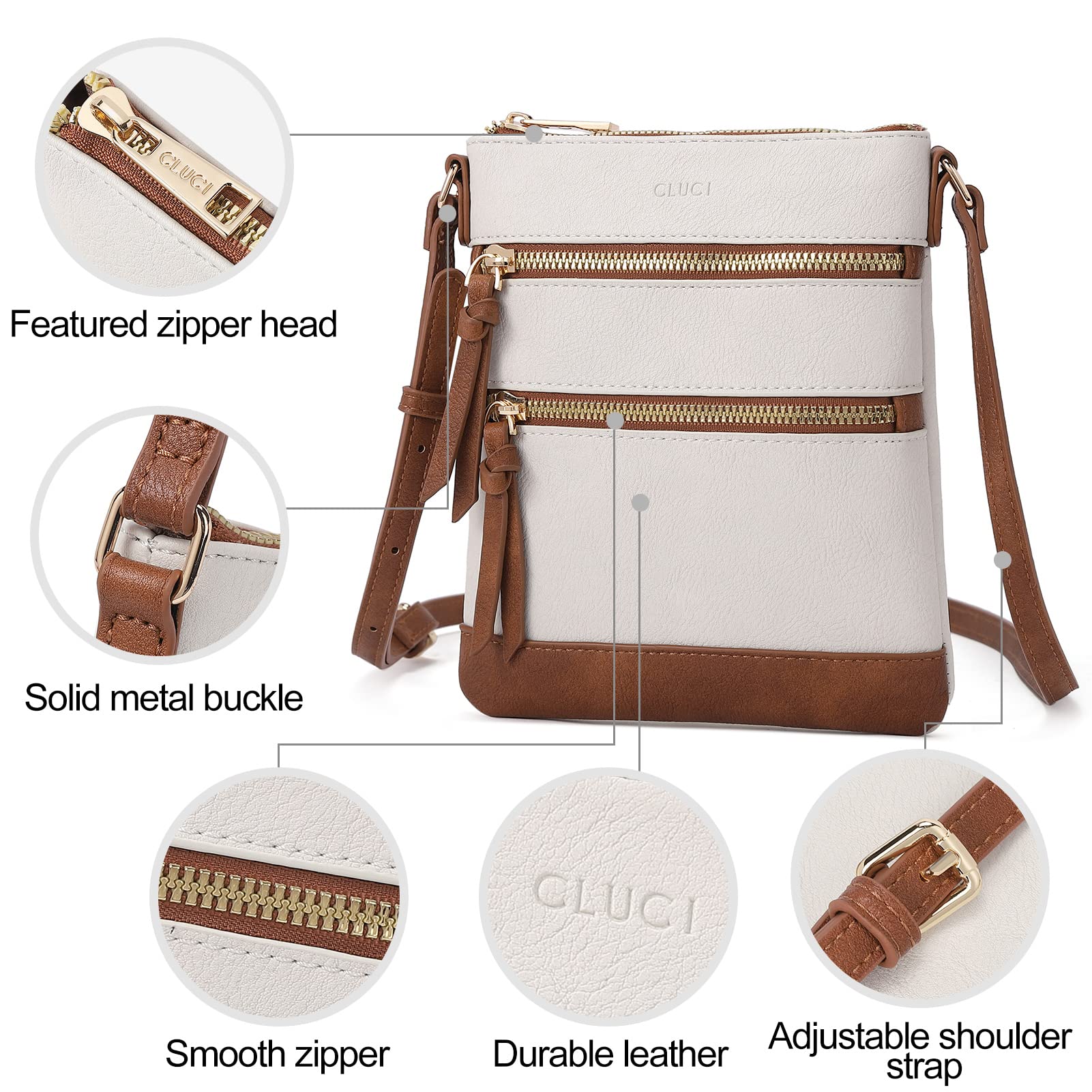 Foto 6 pulgar | Monederos Tipo Bandolera Cluci Small Para Mujer Con Correa Ajustable - Venta Internacional.