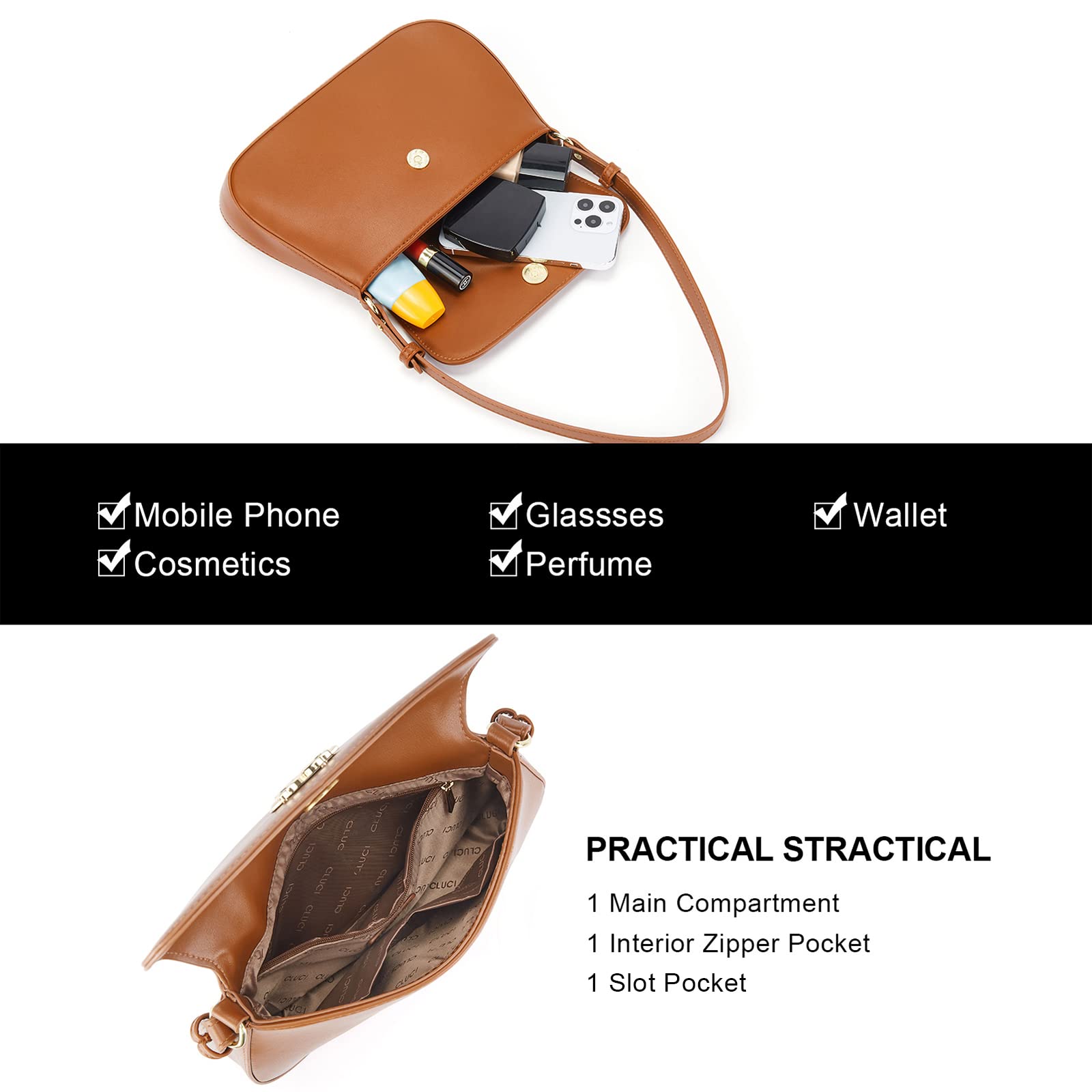 Foto 5 | Bandolera Cluci Monederos Para Mujer De Piel Vegana Pequeña - Venta Internacional.
