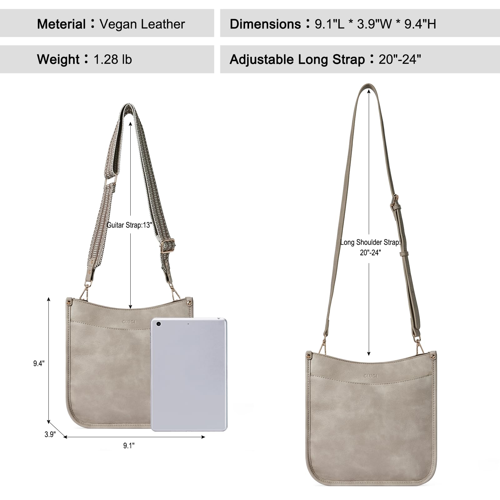 Foto 4 pulgar | Bandolera Cluci De Piel Vegana Moderna Con Dos Correas Para Mujer - Venta Internacional.