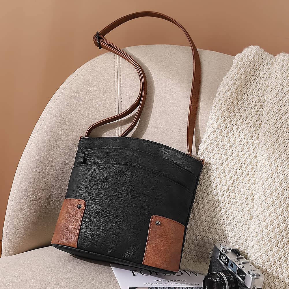 Foto 2 | Bandolera Cluci De Piel Con Tres Bolsillos, Color Negro - Venta Internacional.