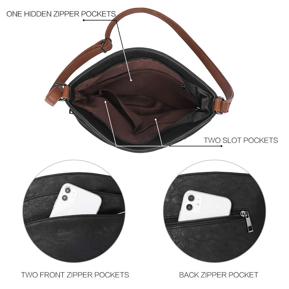 Foto 4 | Bandolera Cluci De Piel Con Tres Bolsillos, Color Negro - Venta Internacional.