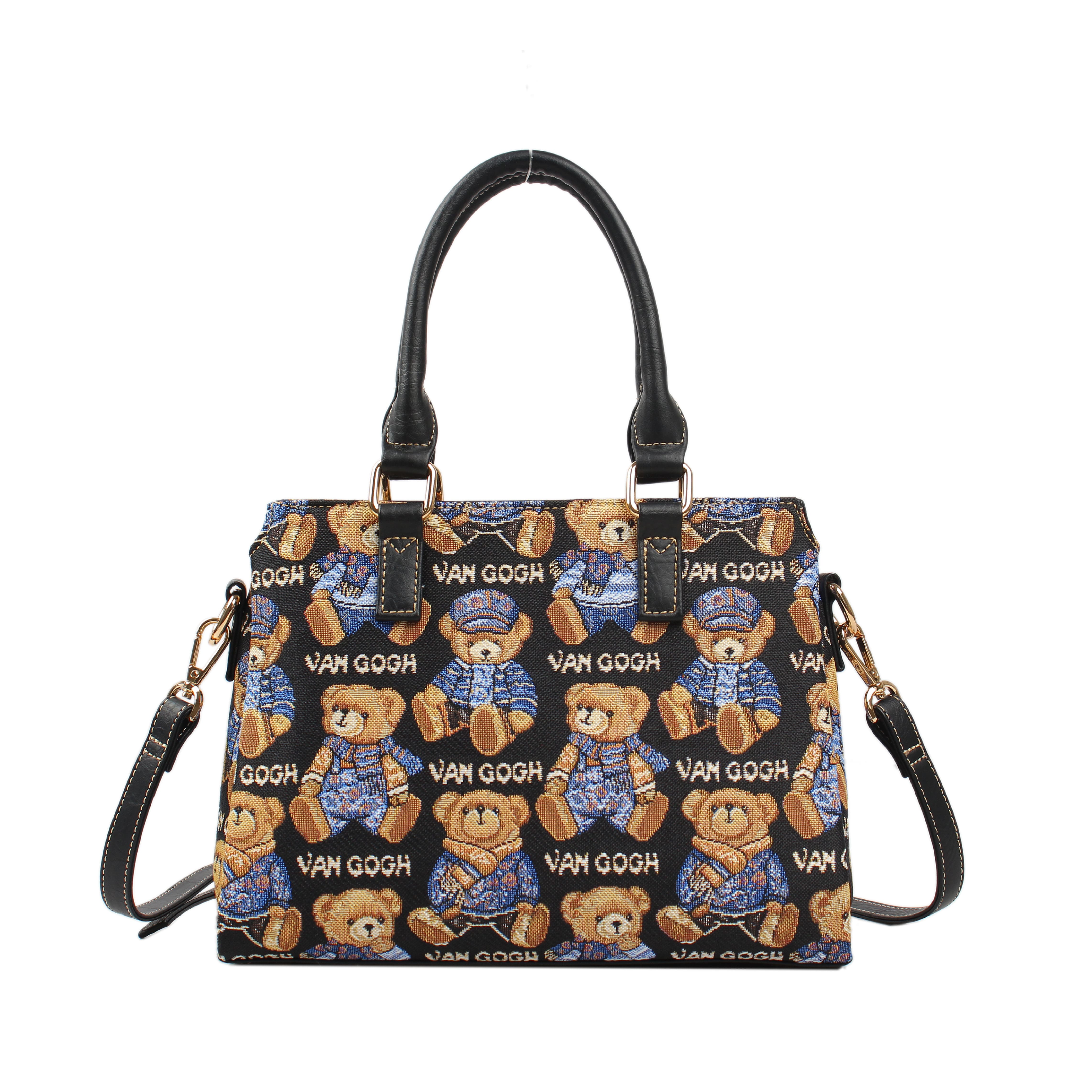 Foto 2 pulgar | Bolso Boston Van Gogh Bear By Henney Bear V117 Star Bear Black - Elegancia y Arte en un Solo Producto