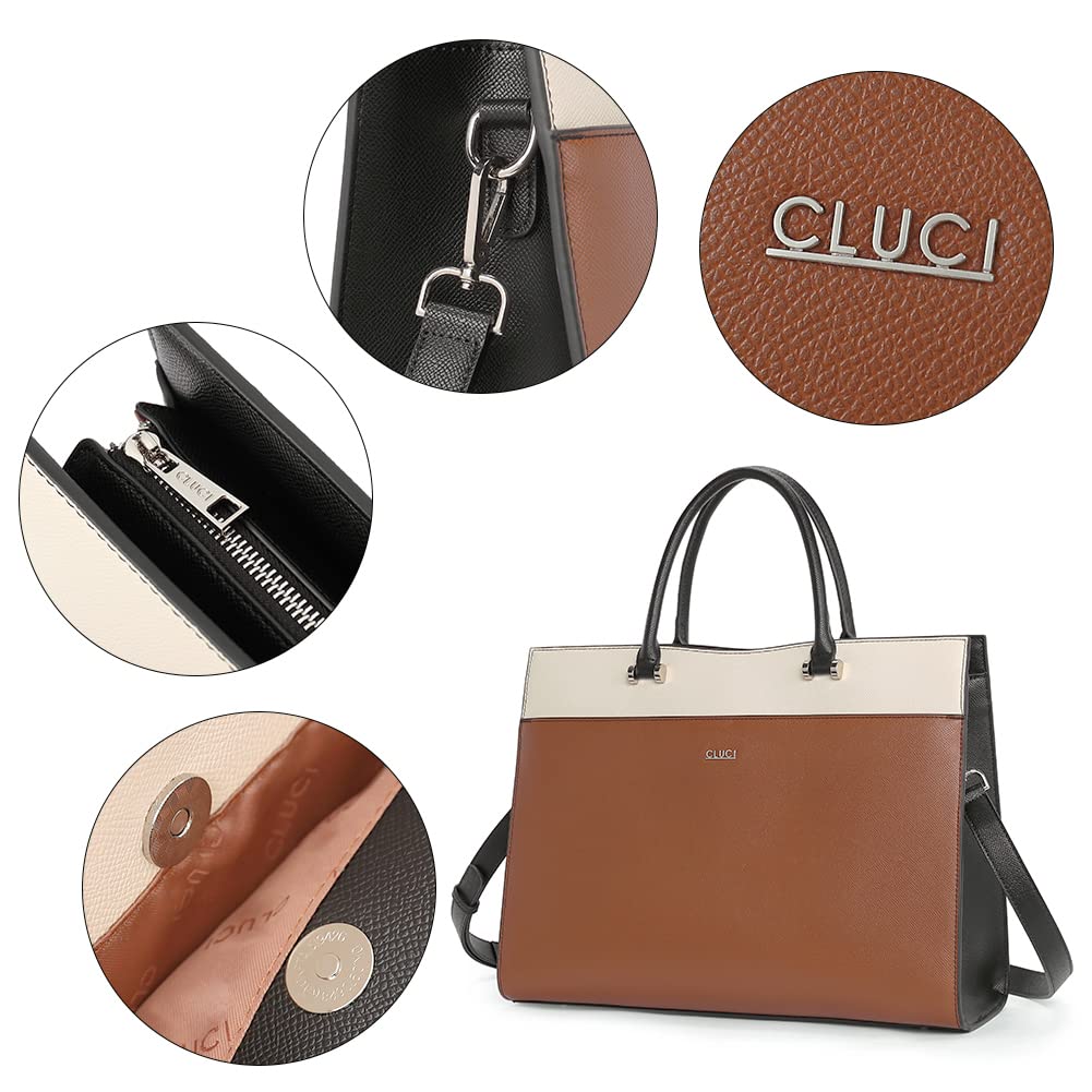 Foto 6 pulgar | Maletín Cluci Leather Women's Office Laptop 15,6 Pulgadas, Color Marrón - Venta Internacional.