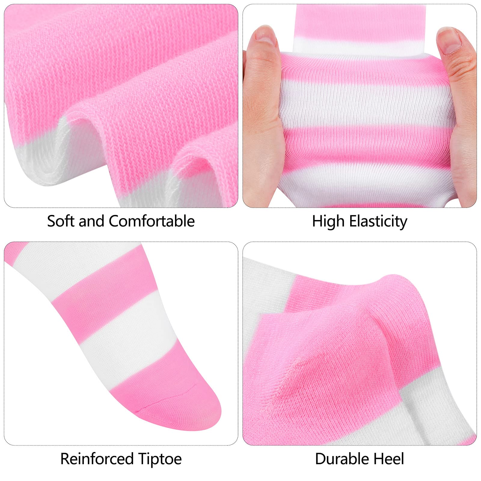 Foto 4 pulgar | Calcetines De Rayas Altas Por Encima De La Rodilla Aneco Para Mujer Y Niña, 4 Pares - Venta Internacional.