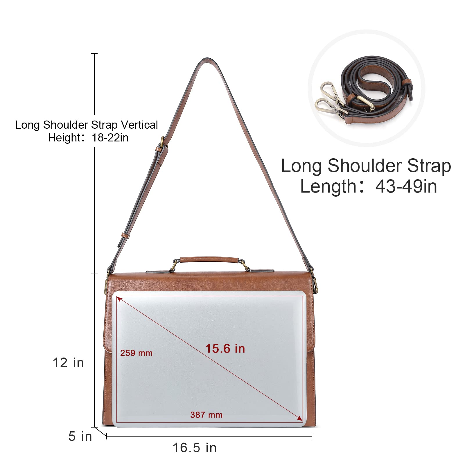 Foto 5 pulgar | Bolsa Para Portátil Cluci Para Mujer, 15.6 Pulgadas, Piel Sintética, Color Marrón - Venta Internacional.