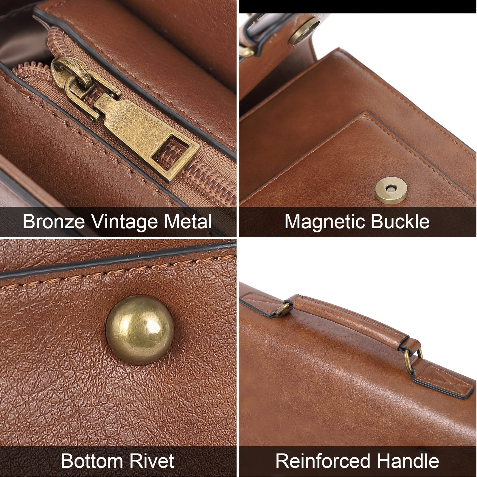 Foto 5 | Bolsa Para Portátil Cluci Para Mujer, 15.6 Pulgadas, Piel Sintética, Color Marrón - Venta Internacional.