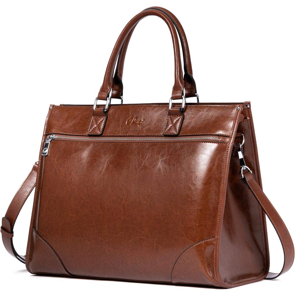 Foto 1 | Maletín Cluci Para Mujer, Piel Encerada Al Óleo, 15,6 Pulgadas, Color Marrón - Venta Internacional.