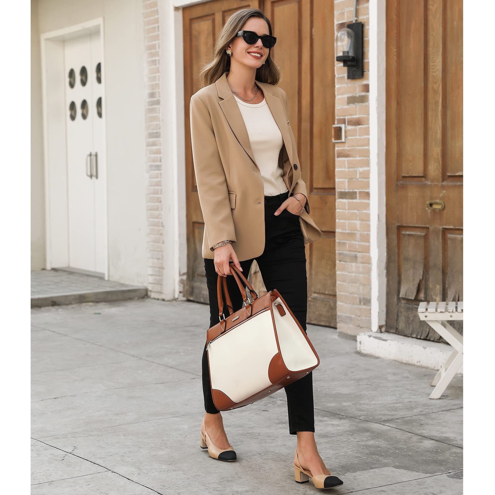 Foto 2 | Maletín Cluci Para Mujer, Piel Encerada Al Óleo, 15,6 Pulgadas, Color Marrón - Venta Internacional.
