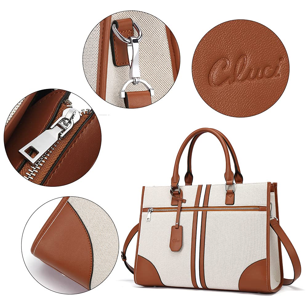 Foto 5 | Maletín Cluci Para Mujer, Piel Encerada Al Óleo, 15,6 Pulgadas, Color Marrón - Venta Internacional.