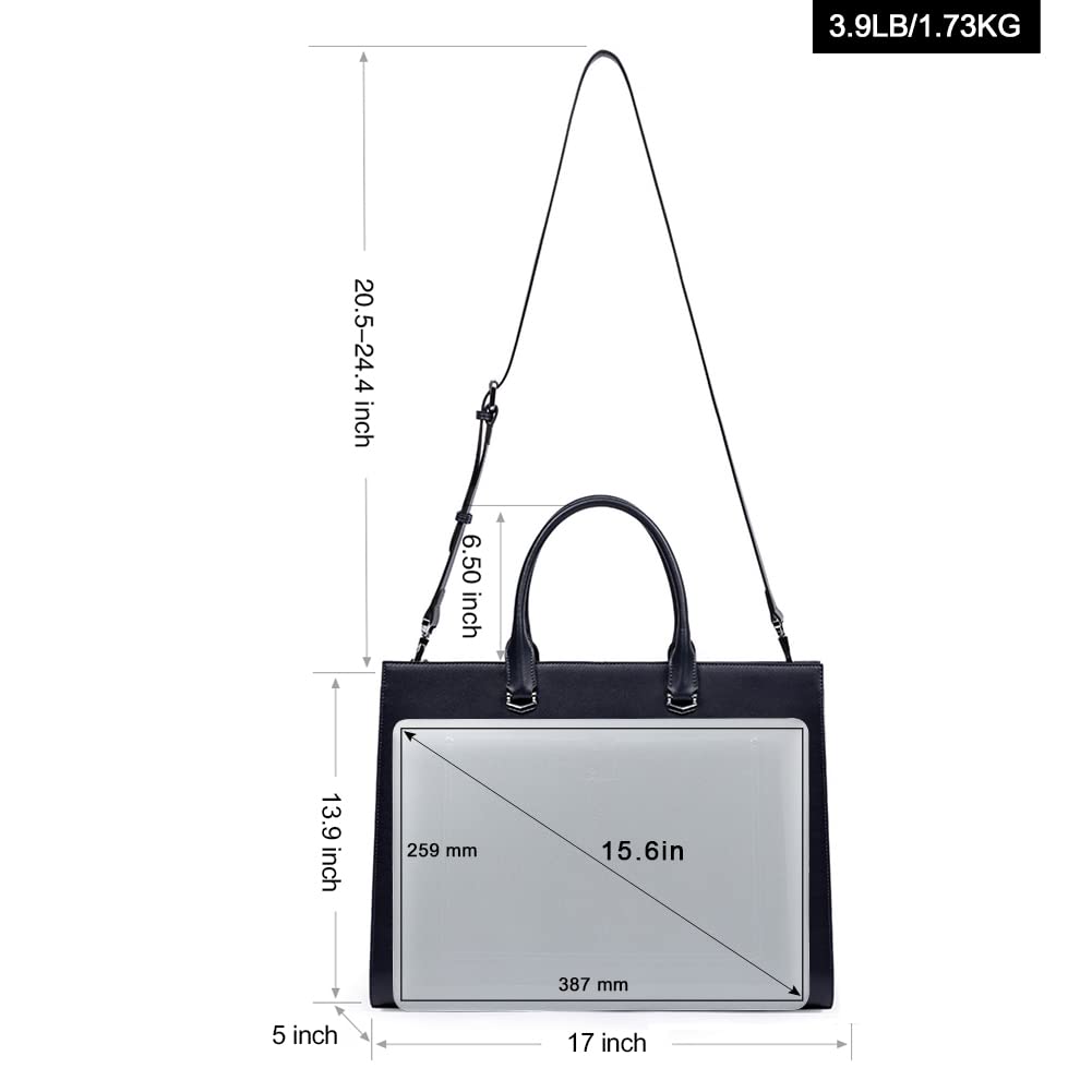 Foto 5 pulgar | Maletín Cluci Leather Para Portátil De Mujer De 15,6 Pulgadas, Color Negro - Venta Internacional.