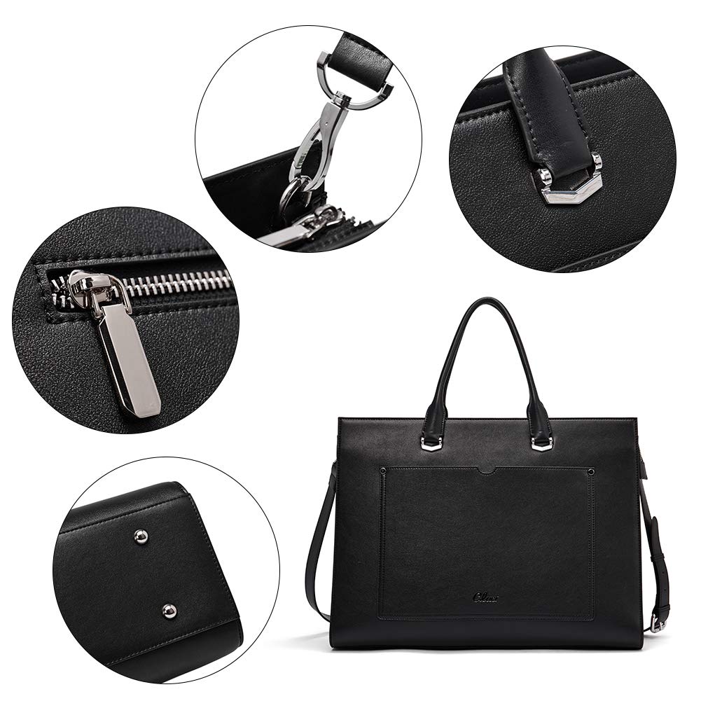 Foto 6 pulgar | Maletín Cluci Leather Para Portátil De Mujer De 15,6 Pulgadas, Color Negro - Venta Internacional.