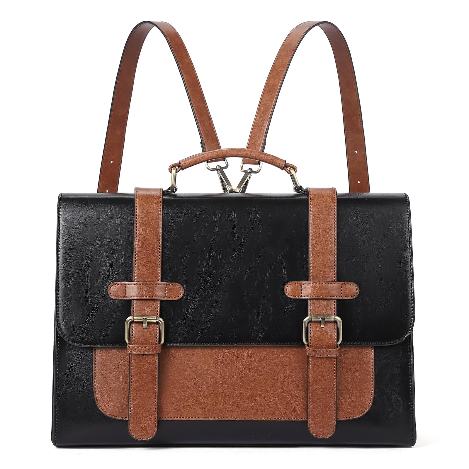 Foto 1 | Maletín Cluci, Mochila De Piel Vegana Para Ordenador Portátil De 15,6 Pulgadas, Color Negro - Venta Internacional.