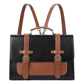 Foto 1 | Maletín Cluci, Mochila De Piel Vegana Para Ordenador Portátil De 15,6 Pulgadas, Color Negro - Venta Internacional.