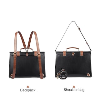 Foto 6 | Maletín Cluci, Mochila De Piel Vegana Para Ordenador Portátil De 15,6 Pulgadas, Color Negro - Venta Internacional.