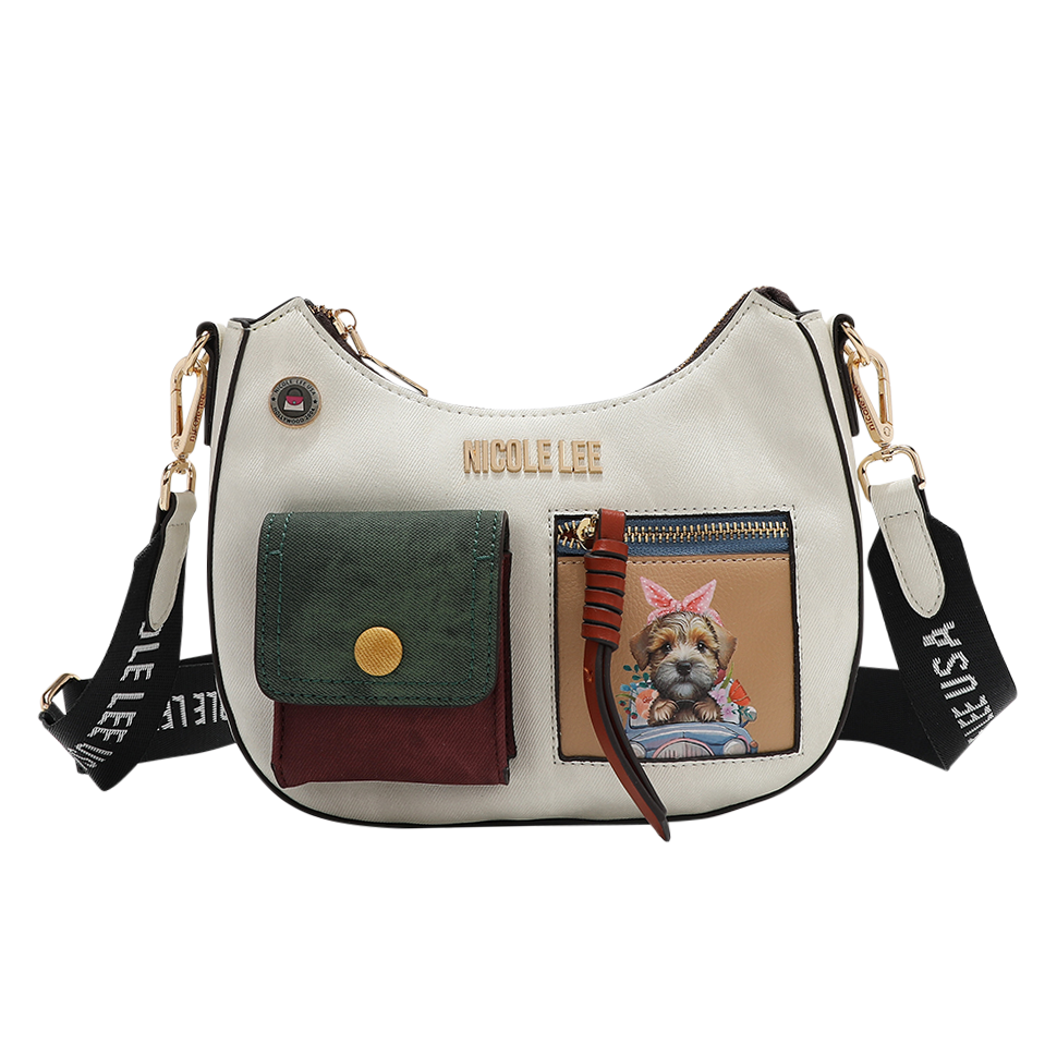 Foto 2 pulgar | Bolsa Medialuna Nicole Lee Estampada Y Correa Ajustable Fw24
