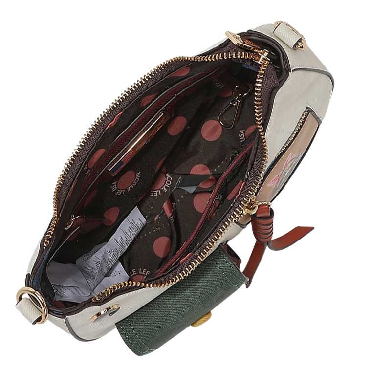 Foto 5 pulgar | Bolsa Medialuna Nicole Lee Estampada Y Correa Ajustable Fw24