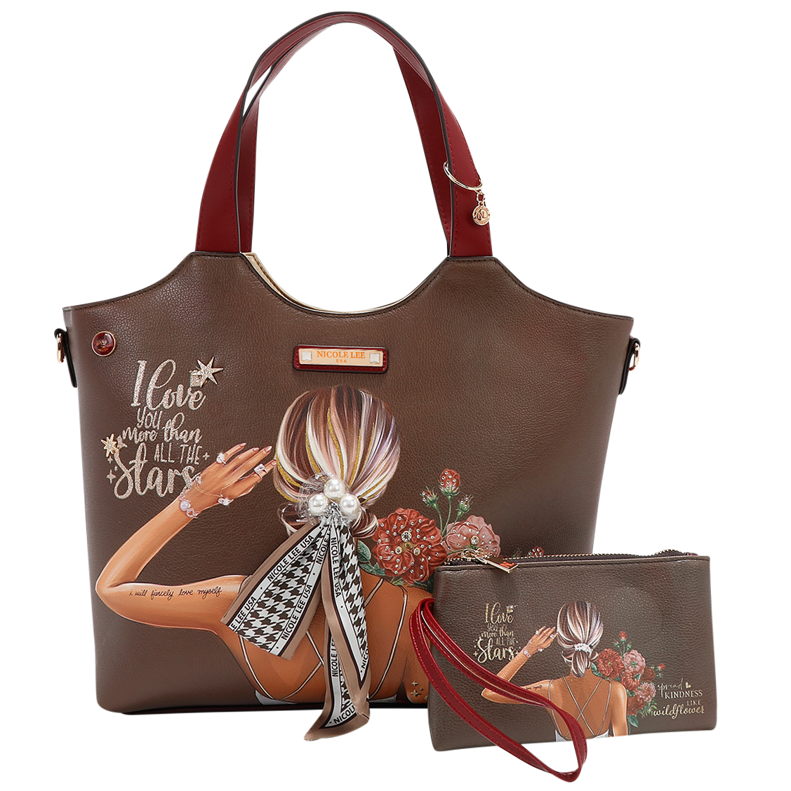 Foto 2 pulgar | Bolsa Tote Con Bolsillo Nicole Lee Pedreria Blind Date Fw24