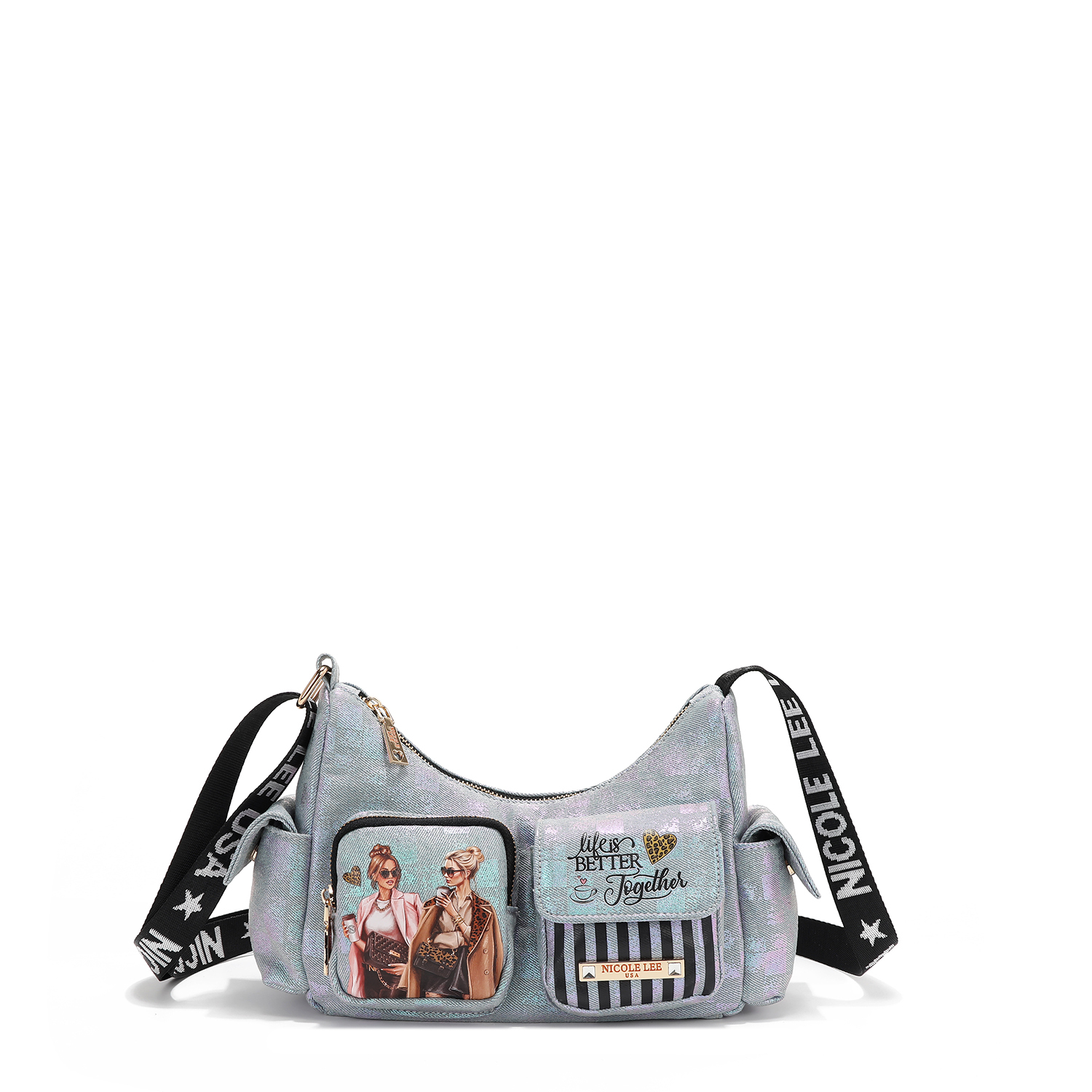 Foto 2 pulgar | Bolsa Shoulder Nicole Lee Mezclilla Print Ladies Night