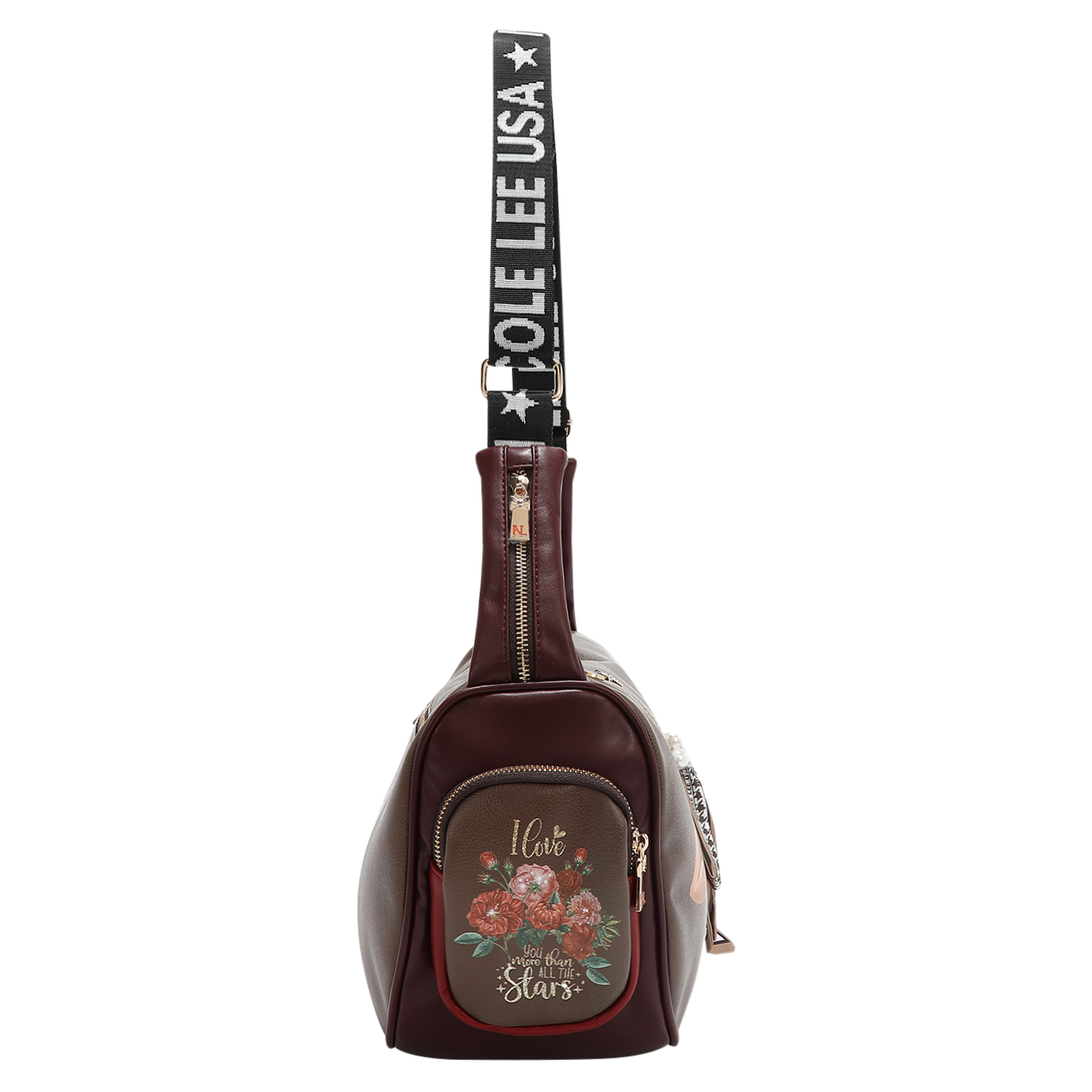 Foto 4 pulgar | Bolsa Shoulder Nicole Lee Pedreria Estampado Blind Date Cafe