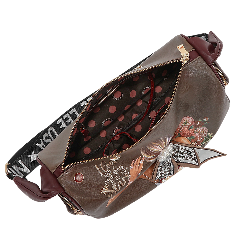 Foto 5 pulgar | Bolsa Shoulder Nicole Lee Pedreria Estampado Blind Date Cafe