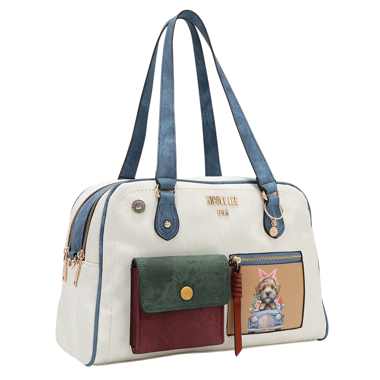 Foto 2 pulgar | Bolsa Bowler Nicole Lee Estampada Y Correa Ajustable Fw24