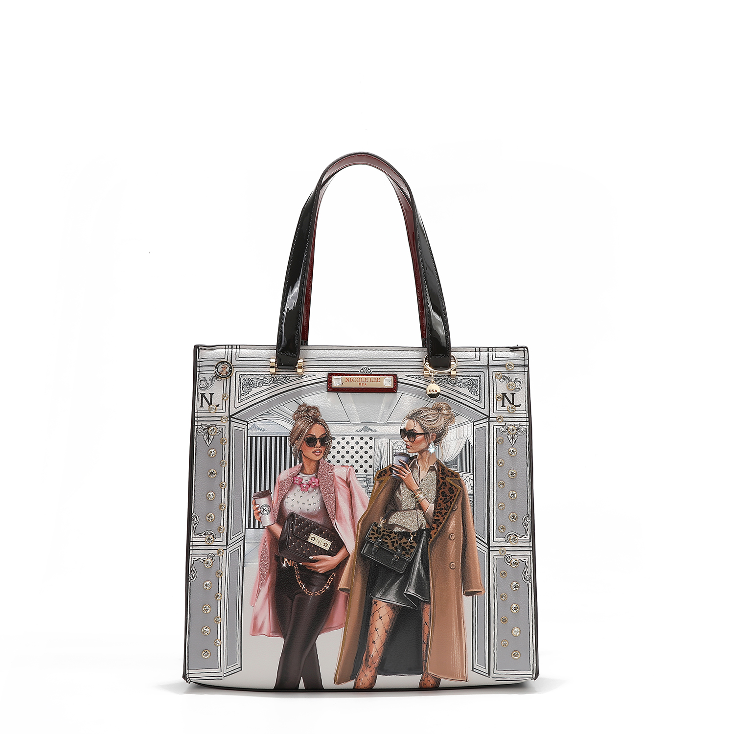 Bolsa Shopper Nicole Lee Print Ladie Night Aplicaciones Fw24