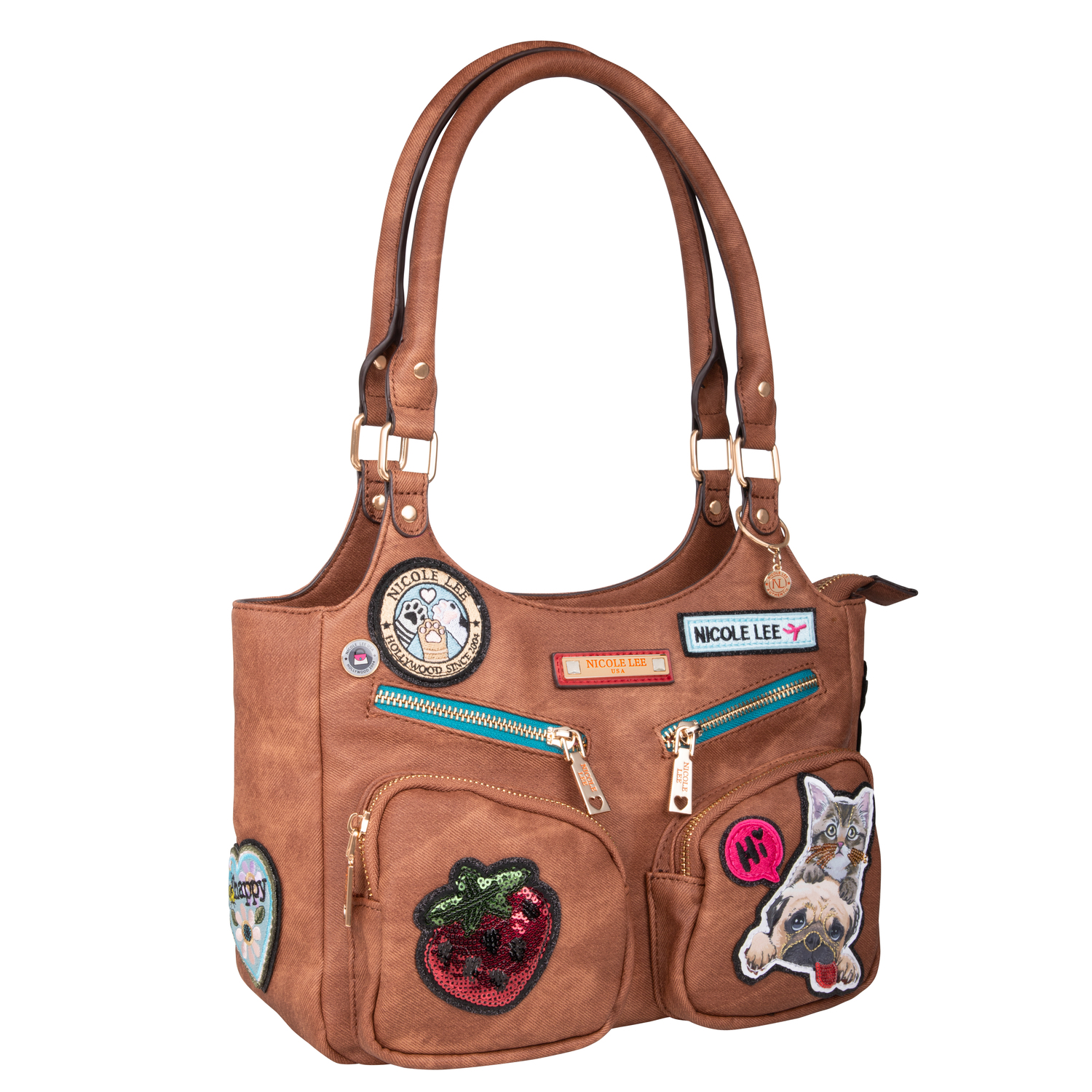 Foto 2 pulgar | Bolsa Shoulder Nicole Lee Mezclilla y Parches Bordados