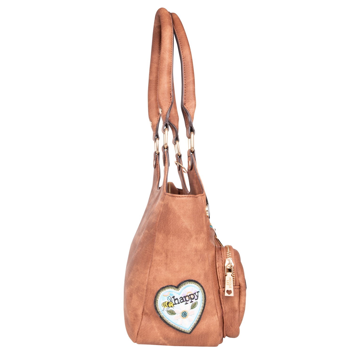 Foto 2 | Bolsa Shoulder Nicole Lee Mezclilla y Parches Bordados