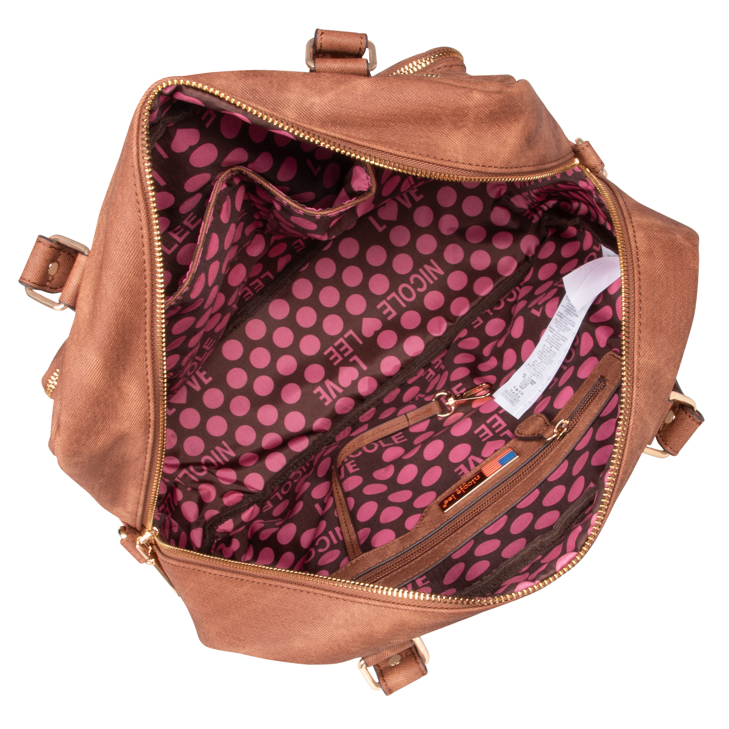 Foto 4 pulgar | Bolsa Cuadrada Nicole Lee de Mezclilla y Parches Bordados con Asa Doble y Correa Ajustable