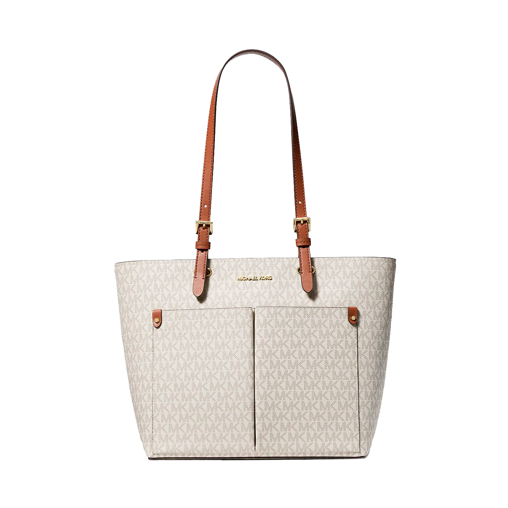 Foto 2 pulgar | Bolsa Michael Kors Jet Set Medium Logo Pocket Tote Bag Color Blanco. 35f3gtvt3b