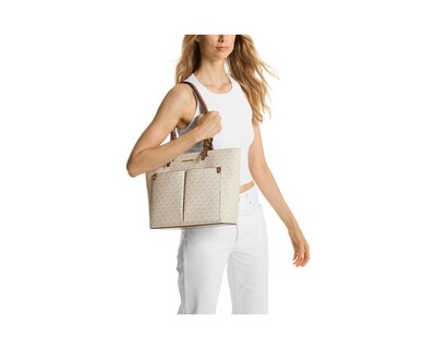 Foto 3 | Bolsa Michael Kors Jet Set Medium Logo Pocket Tote Bag 35f3gtvt3b Blanco