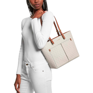 Foto 4 | Bolsa Michael Kors Jet Set Medium Logo Pocket Tote Bag 35f3gtvt3b Blanco
