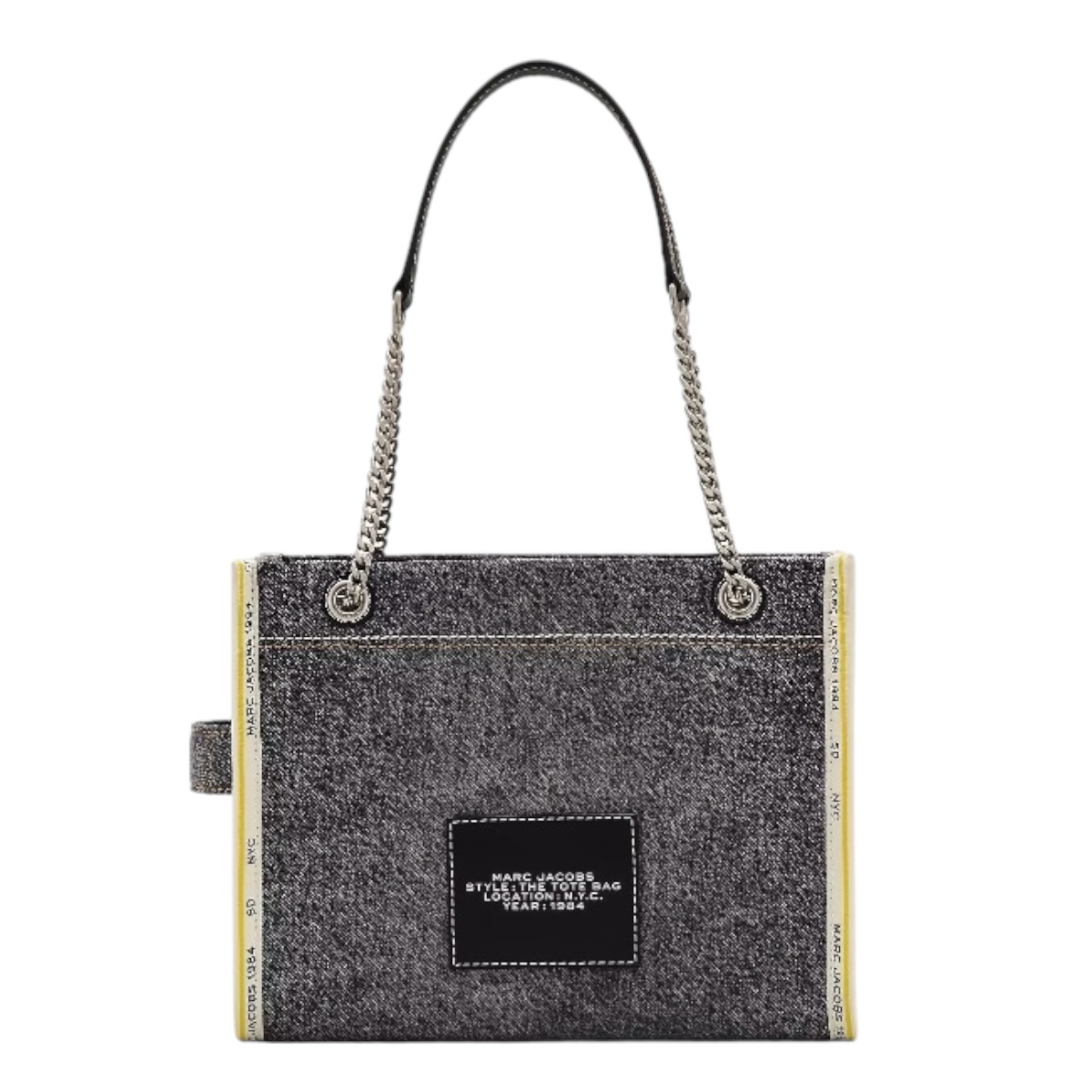 Foto 4 pulgar | Bolso The Marc Jacobs Denim Chain Tote Small Black